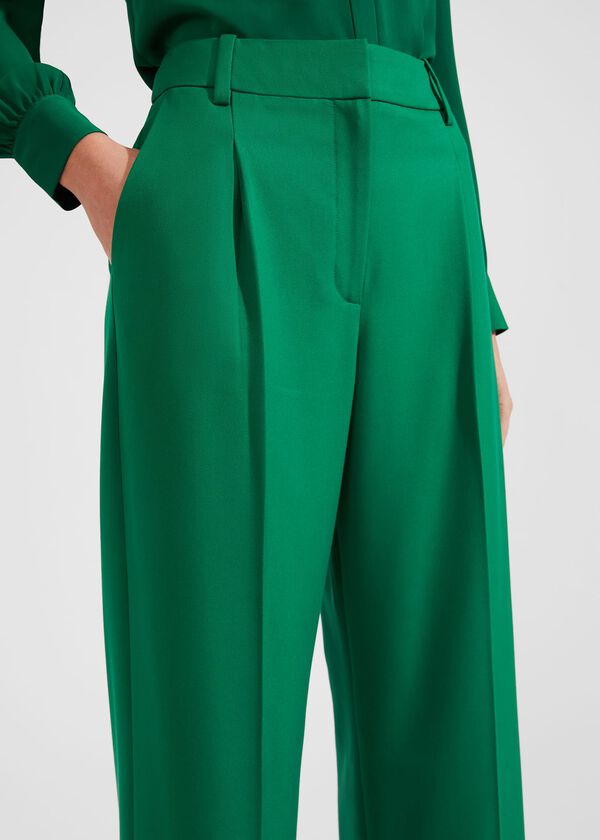 Hobbs Verona Wide Leg Trousers Malachite Green