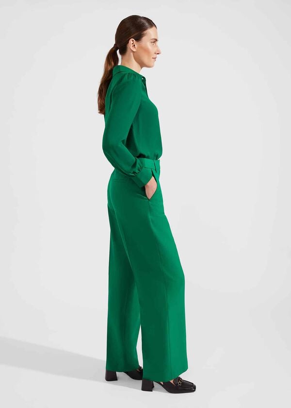Hobbs Verona Wide Leg Trousers Malachite Green