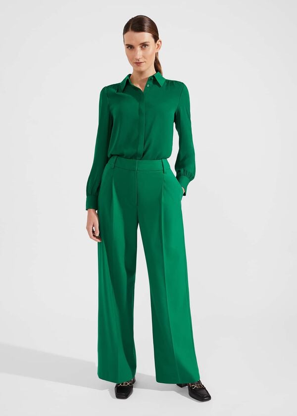 hobbs Verona Wide Leg Trousers Malachite Green