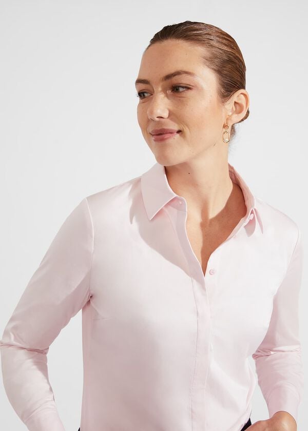 Hobbs Victoria Cotton Blend Shirt Pale Pink