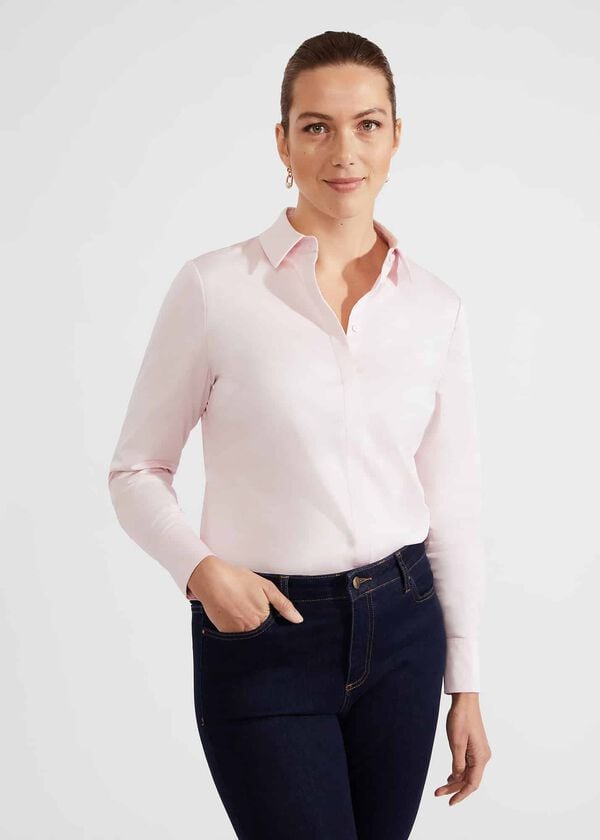 hobbs Victoria Cotton Blend Shirt Pale Pink