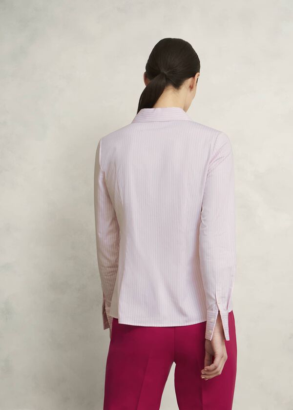 Hobbs Victoria Cotton Blend Shirt Pink White
