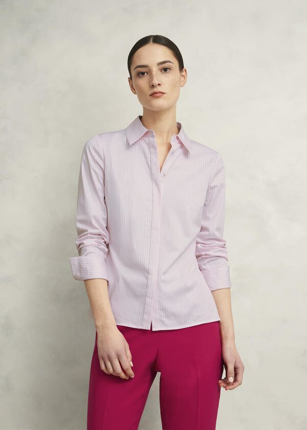 hobbs Victoria Cotton Blend Shirt Pink White