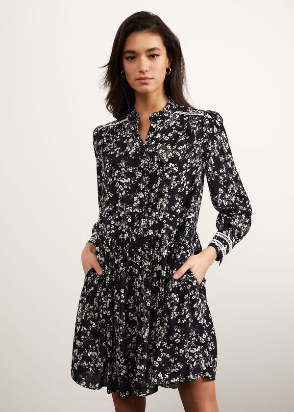 hobbs Victoria Dress Navy Ivory