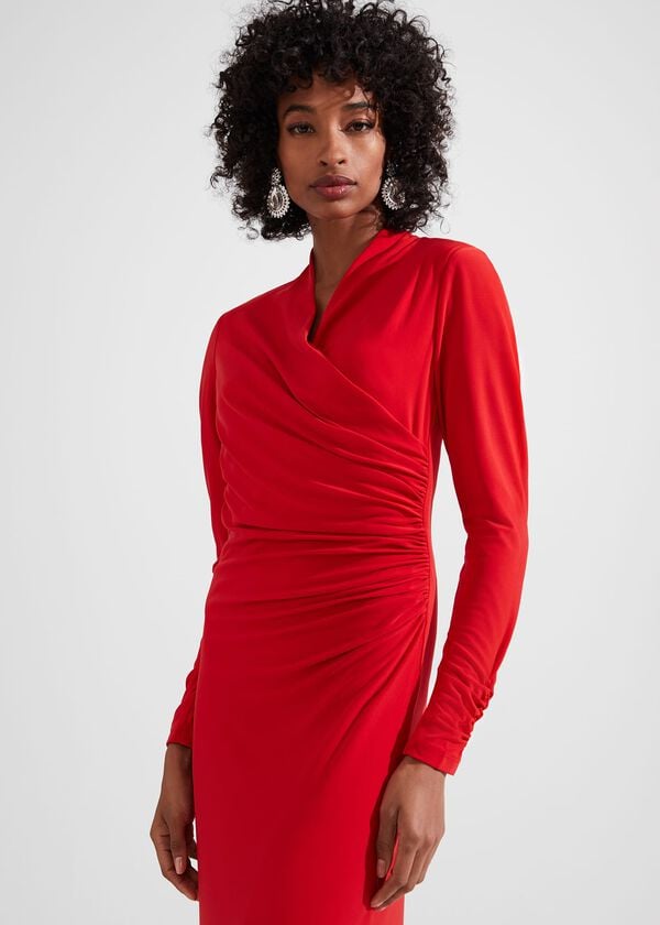 Hobbs Vida Dress Garnet Red