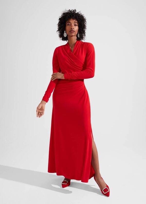 hobbs Vida Dress Garnet Red