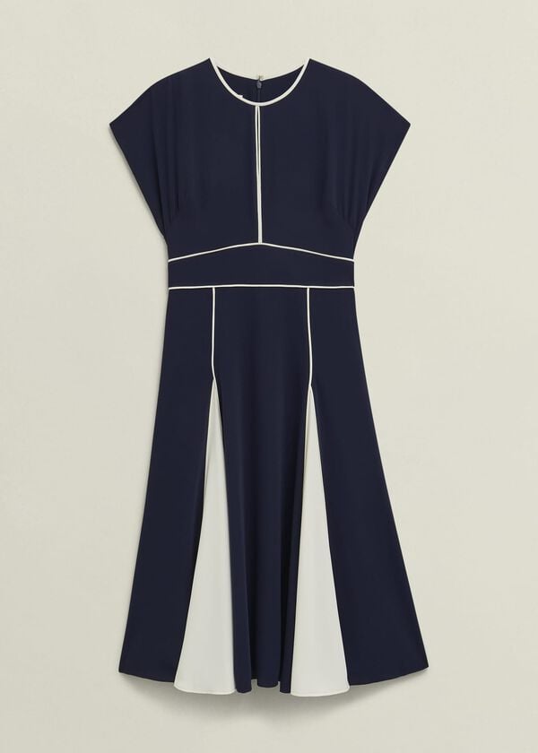 Hobbs Viola Colourblock Dress Midnight Cream