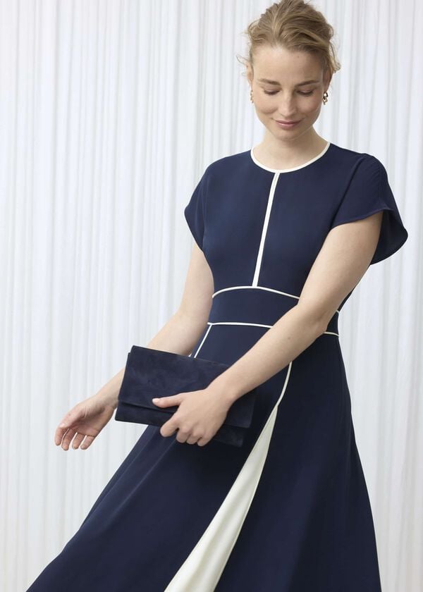 hobbs Viola Colourblock Dress Midnight Cream