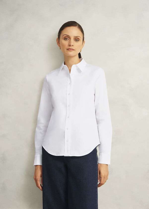 hobbs Viola Cotton Blend Shirt White