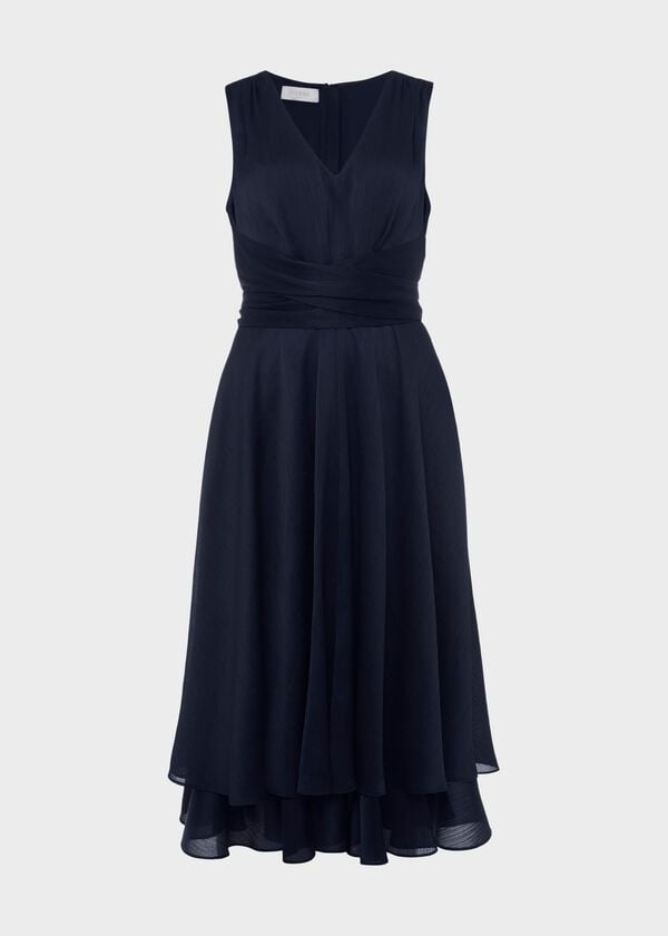Hobbs Viola Fit And Flare Dress Midnight Navy