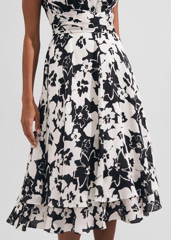 Hobbs Viola Satin Fit And Flare Dress Black Ivory