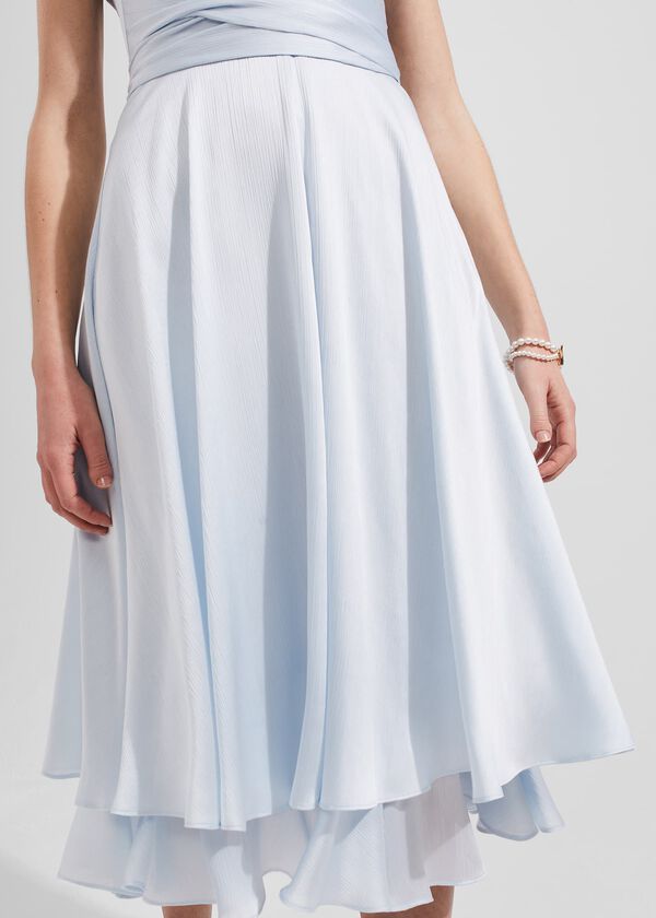 Hobbs Viola Satin Fit And Flare Dress Pale Blue