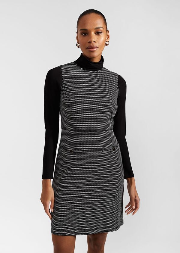 Hobbs Violet Ponte Dress Black Ivory