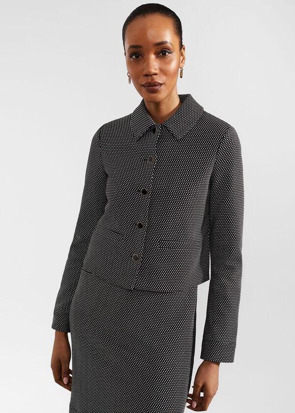 hobbs Violet Ponte Jacket Black Ivory