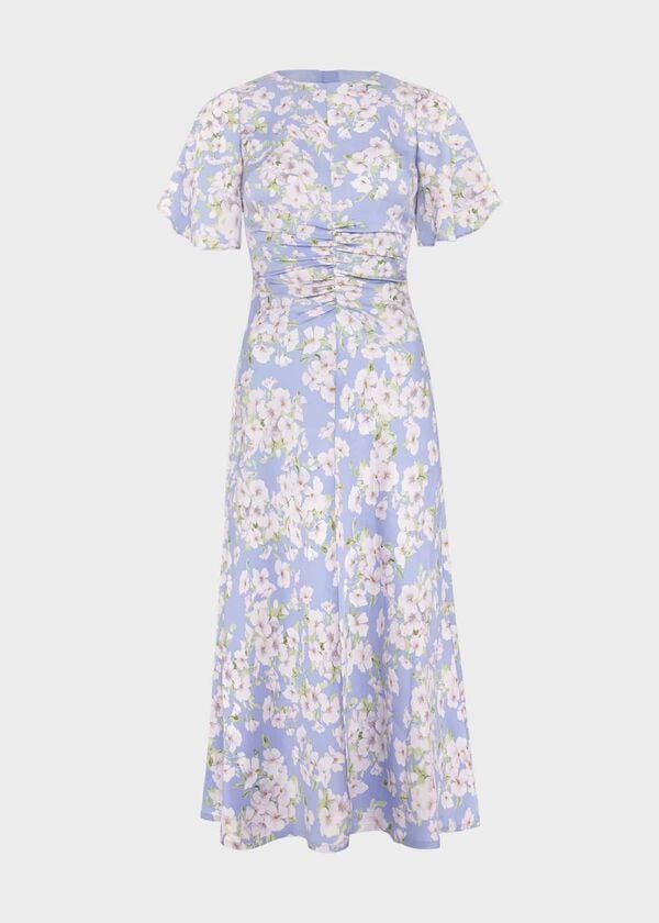 Hobbs Vita Floral Midi Dress Blue Multi