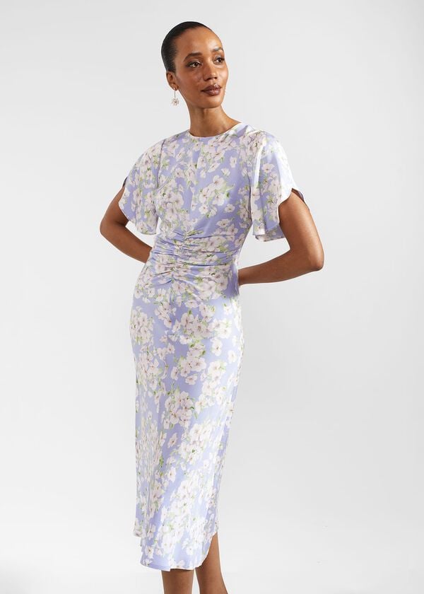 Hobbs Vita Floral Midi Dress Blue Multi