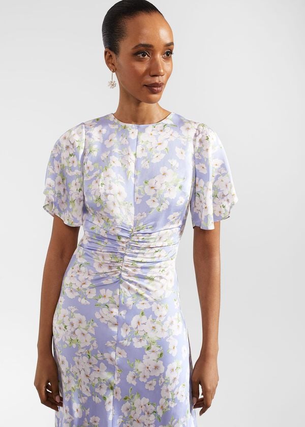 Hobbs Vita Floral Midi Dress Blue Multi