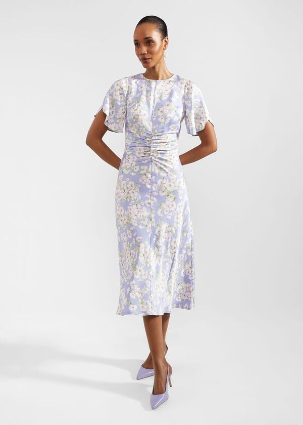 hobbs Vita Floral Midi Dress Blue Multi