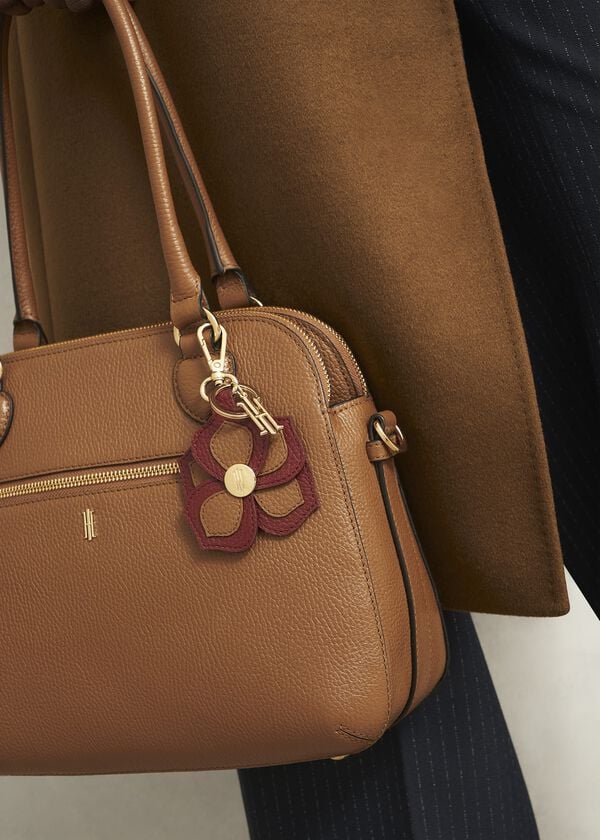 Hobbs Vivian Flower Bag Charm Tan Beryl Red