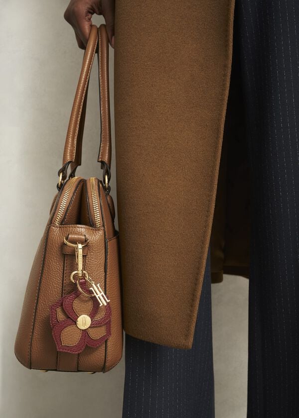 Hobbs Vivian Flower Bag Charm Tan Beryl Red