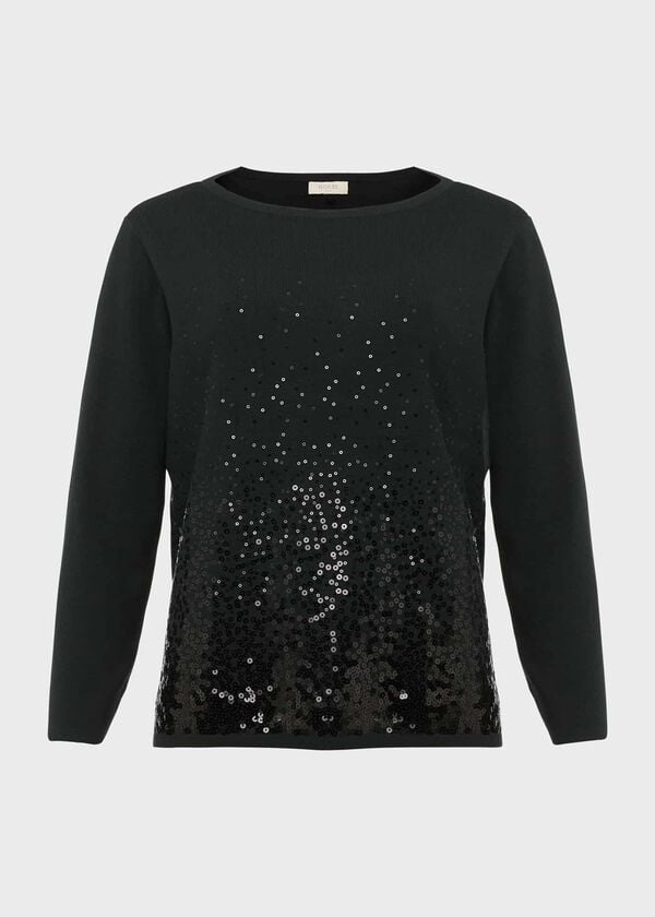Hobbs Vivienne Sequin Jumper Pine Green