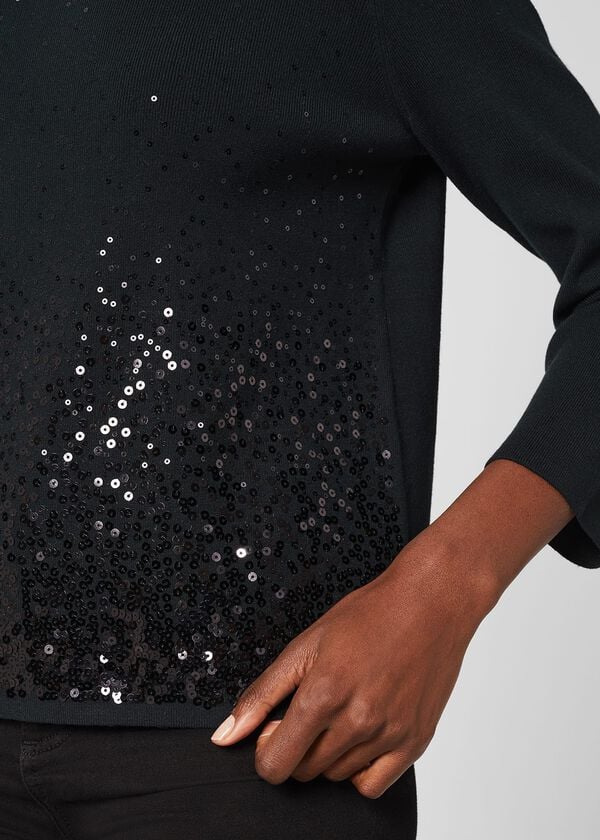 Hobbs Vivienne Sequin Jumper Pine Green