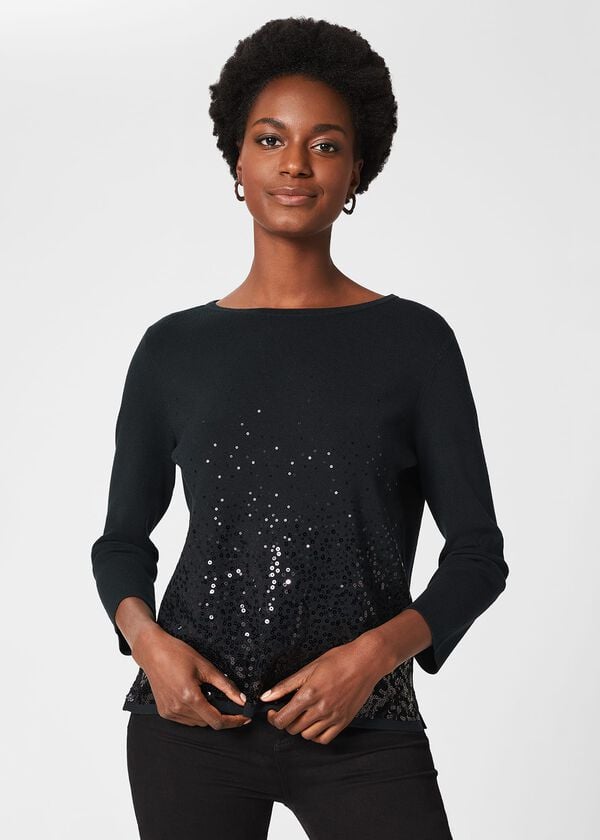 hobbs Vivienne Sequin Jumper Pine Green