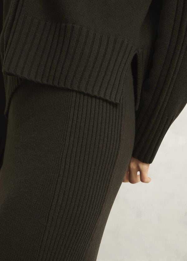 Hobbs Wentworth Knit Skirt Dark Olive
