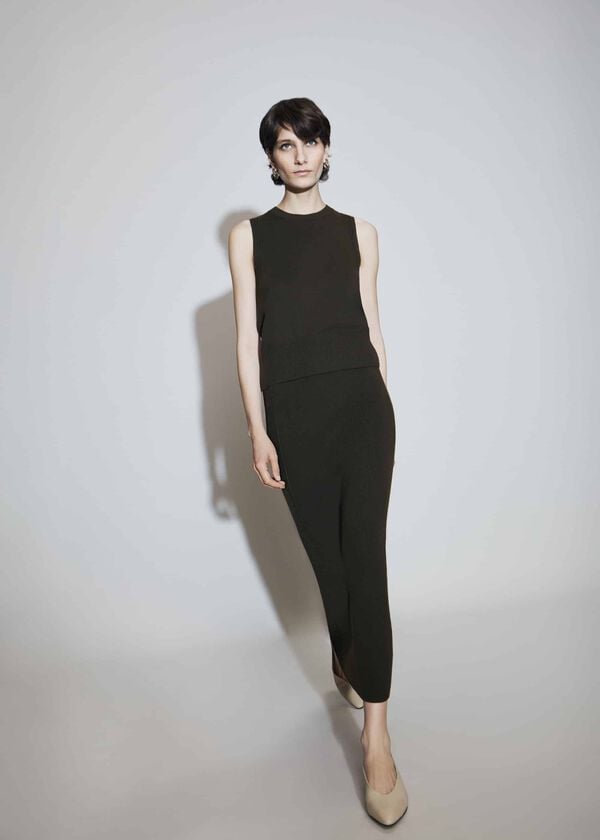 hobbs Wentworth Knit Skirt Dark Olive