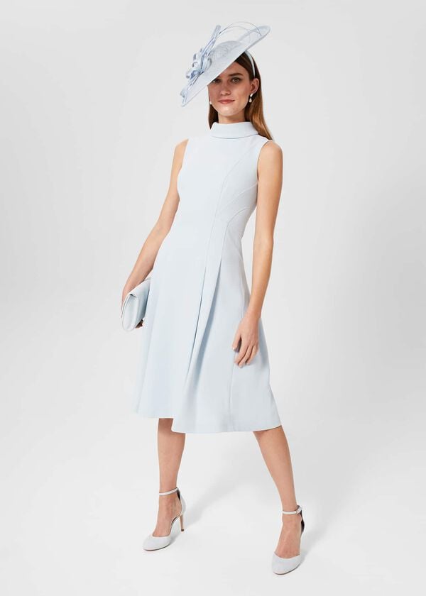 hobbs Whilemina Fit And Flare Dress Pale Blue