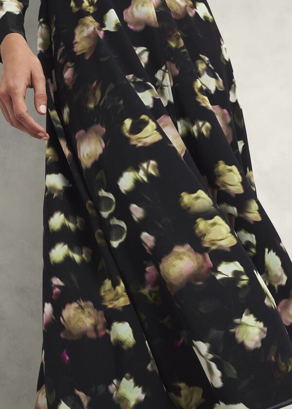 Hobbs Windermere Silk Dress Black Multi