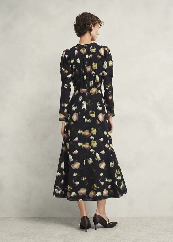 Hobbs Windermere Silk Dress Black Multi