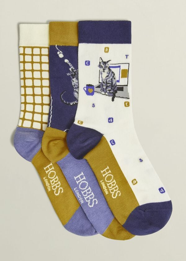 hobbs Working From Home Cat Sock Set Multi