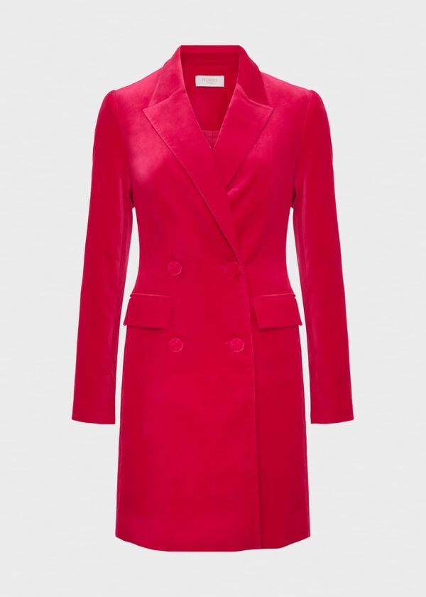 Hobbs Wren Velvet Blazer Dress Bright Pink