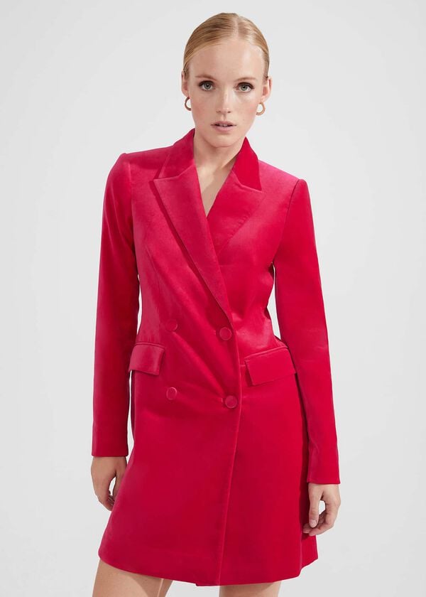 hobbs Wren Velvet Blazer Dress Bright Pink