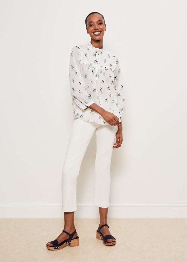 Hobbs York Blouse Ivory Multi
