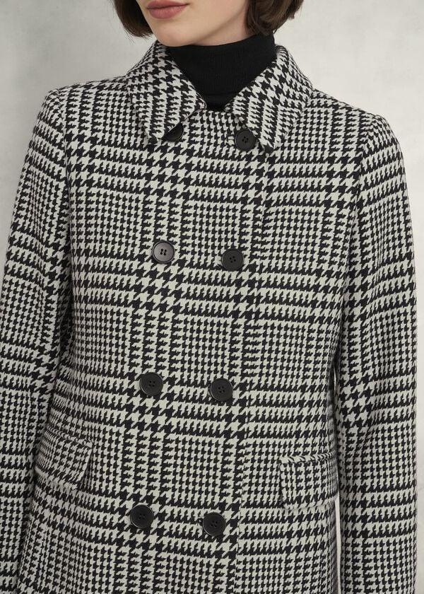 Hobbs Yvette Wool Blend Check Coat Black Ivory