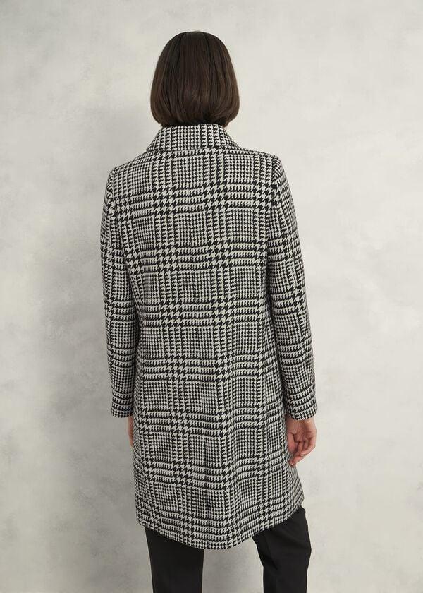 Hobbs Yvette Wool Blend Check Coat Black Ivory