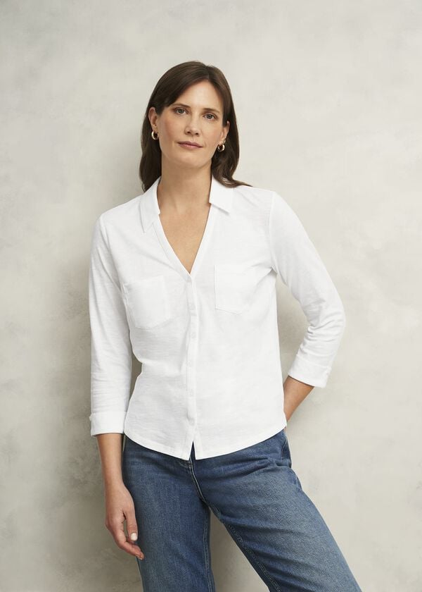 hobbs Zariah Cotton Slub Shirt White