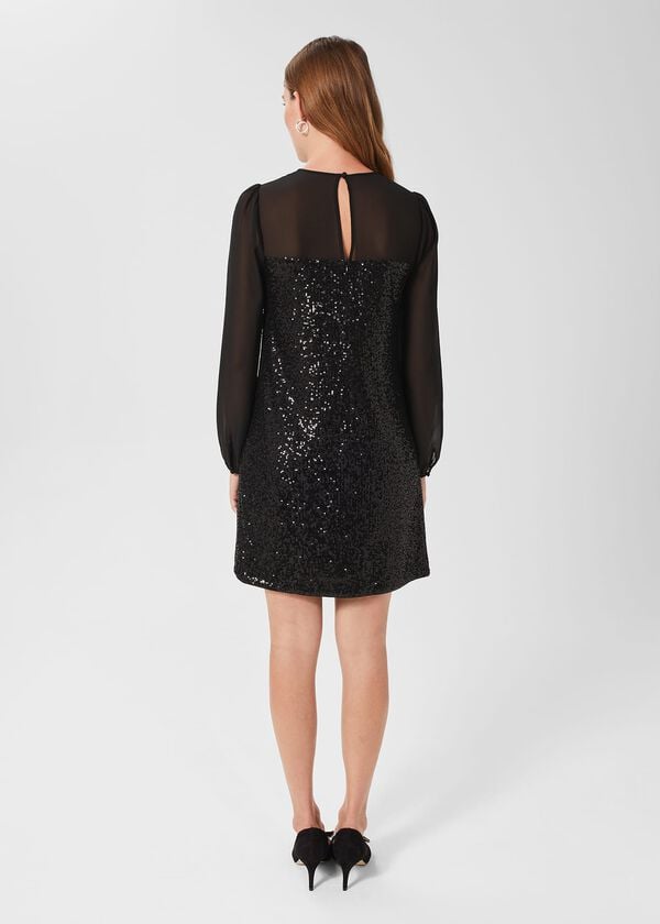 Hobbs Zariah Sequin Dress Black