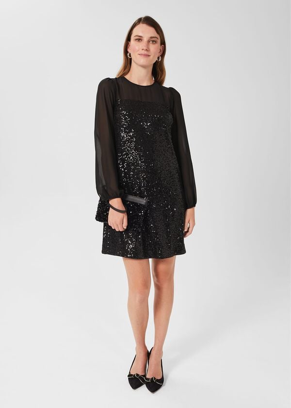 hobbs Zariah Sequin Dress Black