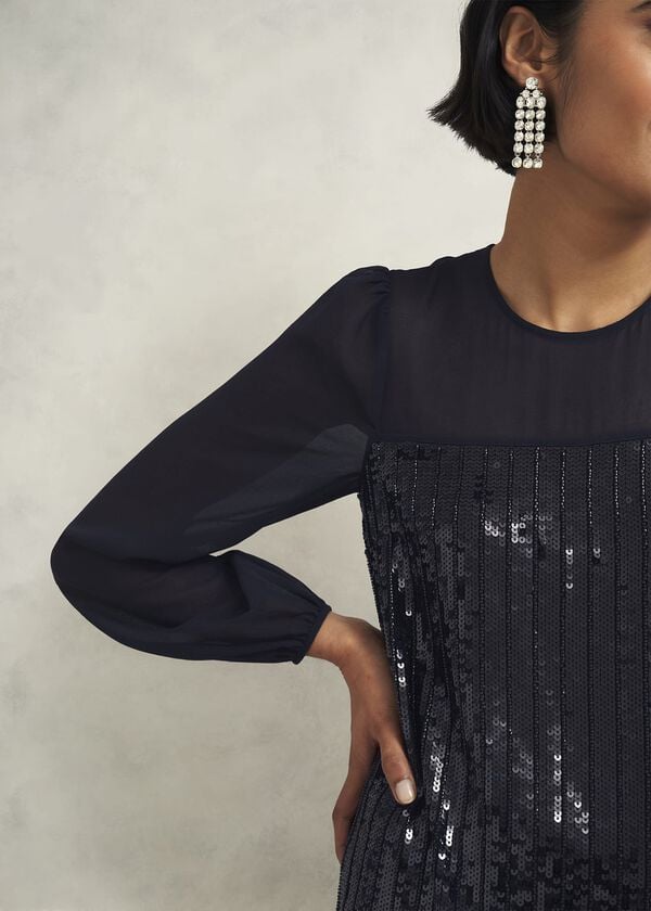 Hobbs Zariah Sequin Dress Hobbs Black