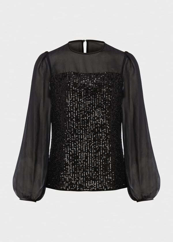 Hobbs Zariah Sequin Top Black