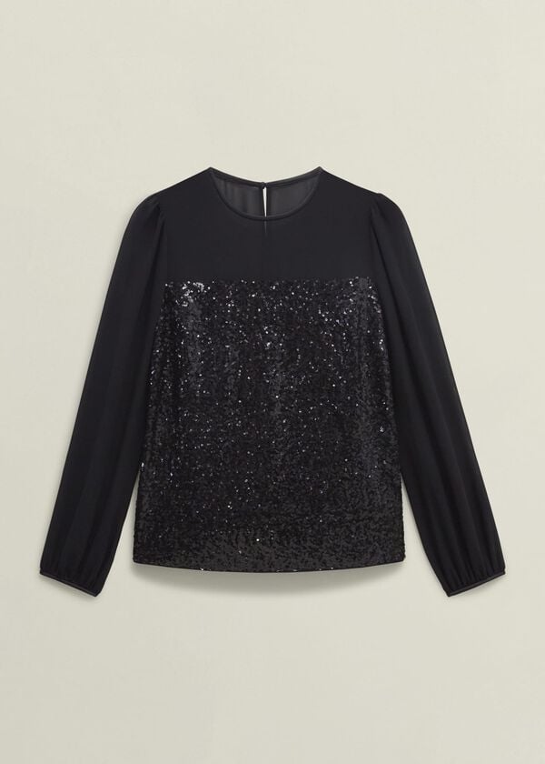 Hobbs Zariah Sequin Top Black
