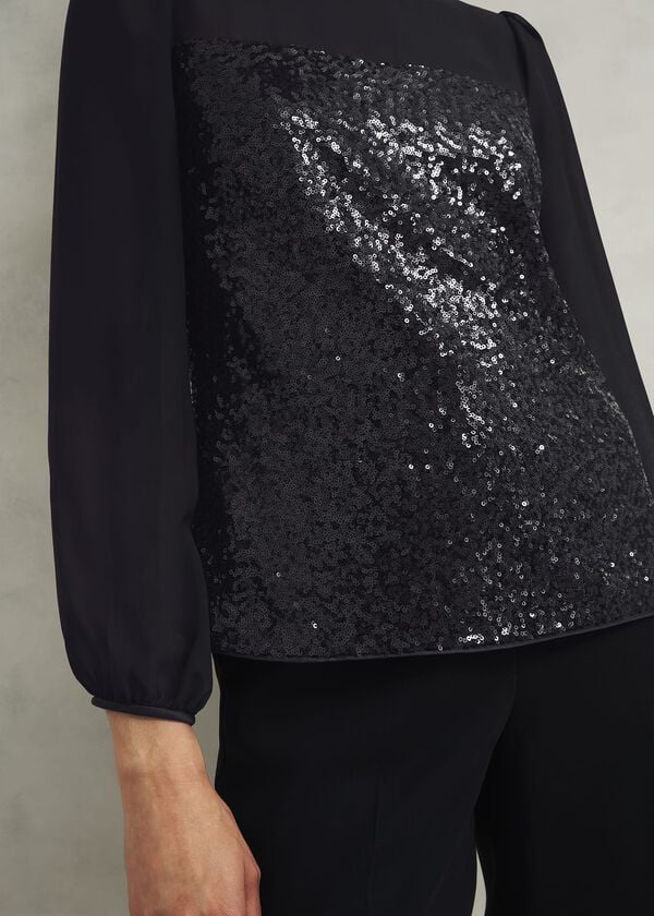 Hobbs Zariah Sequin Top Black