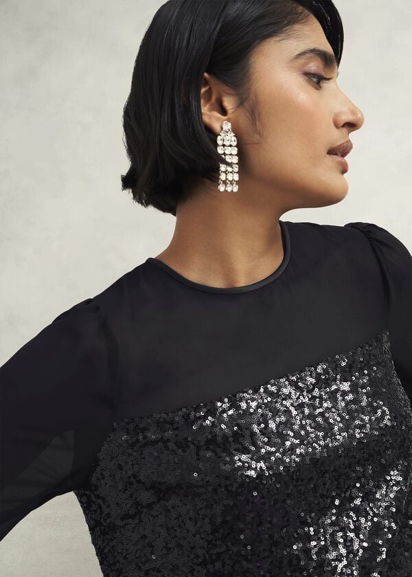 Hobbs Zariah Sequin Top Black