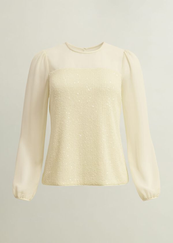 Hobbs Zariah Sequin Top Buttercream
