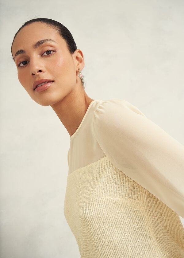 Hobbs Zariah Sequin Top Buttercream