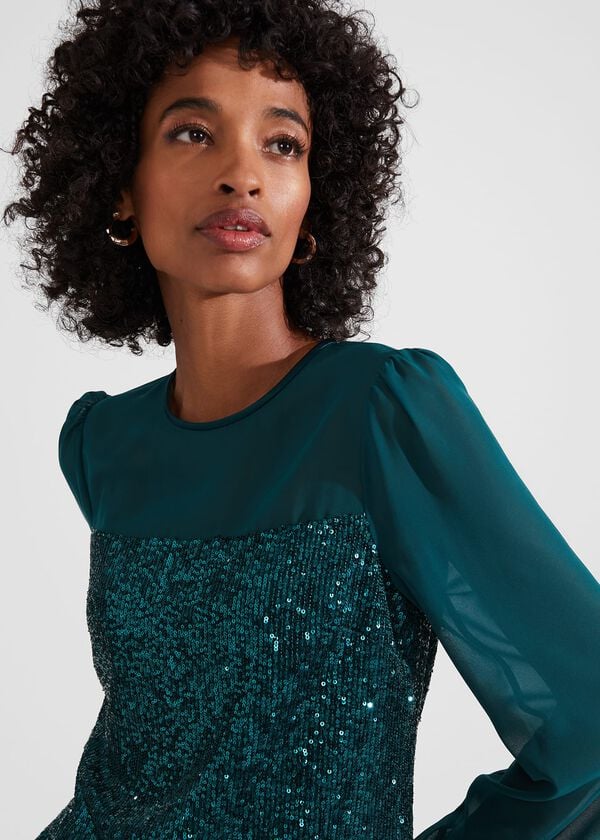 Hobbs Zariah Sequin Top Evergreen