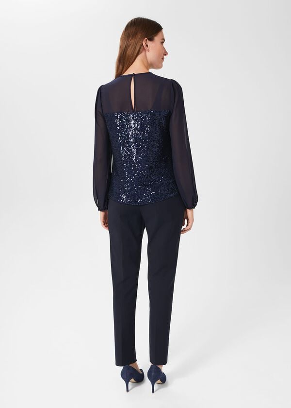 Hobbs Zariah Sequin Top Navy
